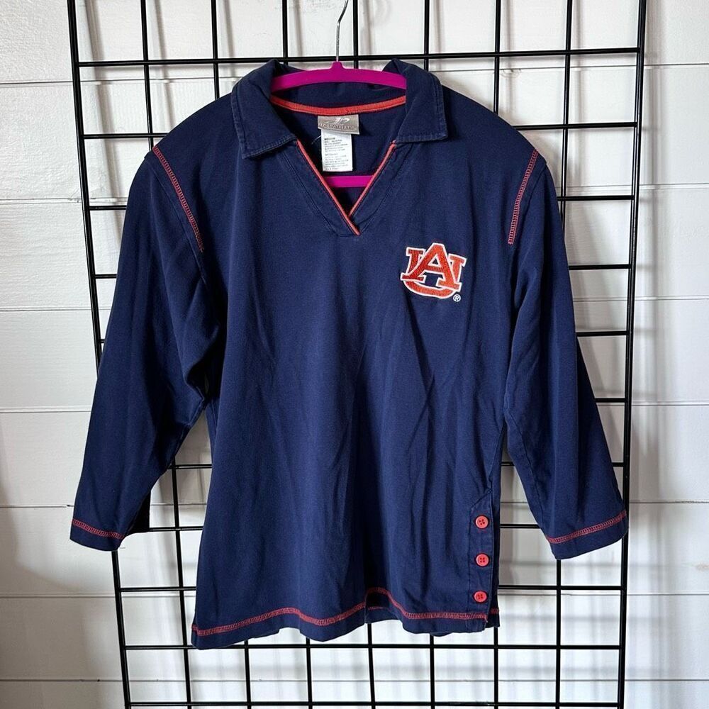 Vintage Auburn Tigers Logo Athletic by Reebok Polo Shirt‎ Womens M Blue V-Neck
